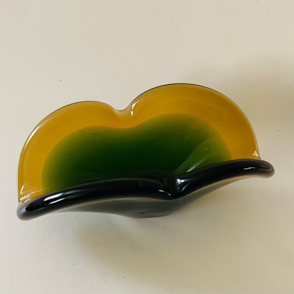 Mid Century Olive Murano Art Glass Bowl